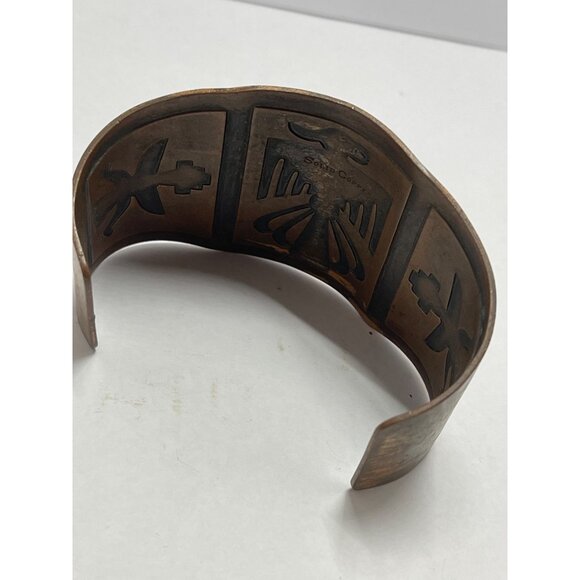 Thunderbird Kei Copper Cuff Bracelet with Thunderbird and Kachina spirits, Nativ - Picture 6 of 7